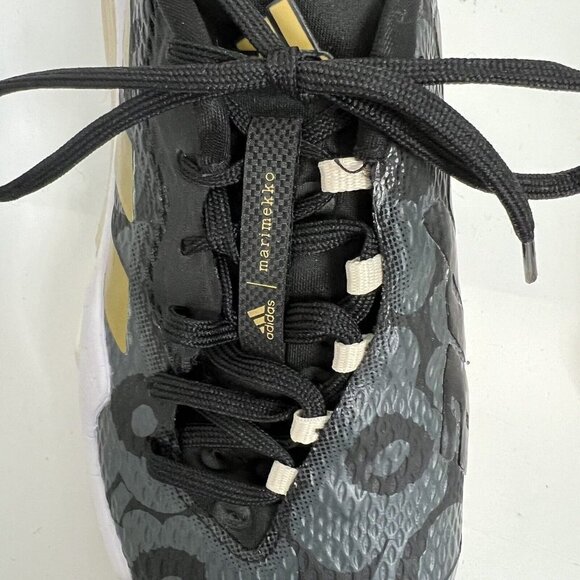 adidas Women's Barricade 12 Tennis Shoe 6.5 Black/Gold Metallic/Carbon - Picture 8 of 9